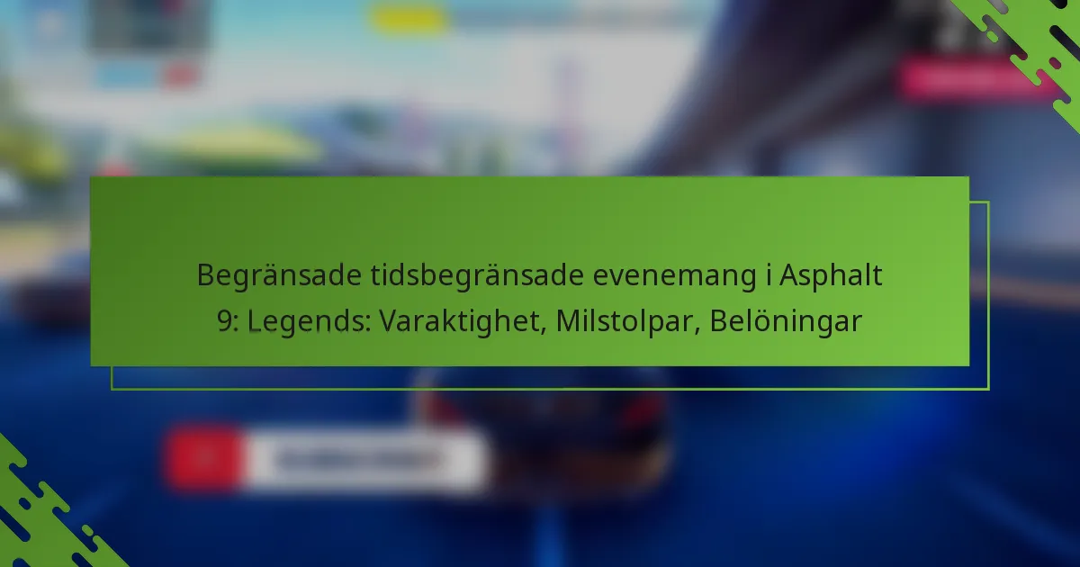 Begränsade tidsbegränsade evenemang i Asphalt 9: Legends: Varaktighet, Milstolpar, Belöningar