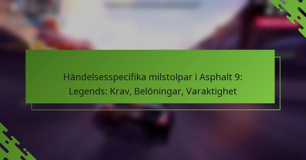 Händelsesspecifika milstolpar i Asphalt 9: Legends: Krav, Belöningar, Varaktighet