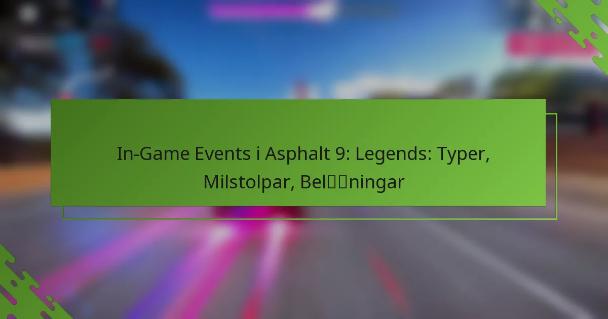 In-Game Events i Asphalt 9: Legends: Typer, Milstolpar, Belöningar